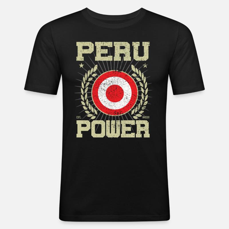 Cooles Peru Design - Männer Slim Fit T-Shirt - Schwarz