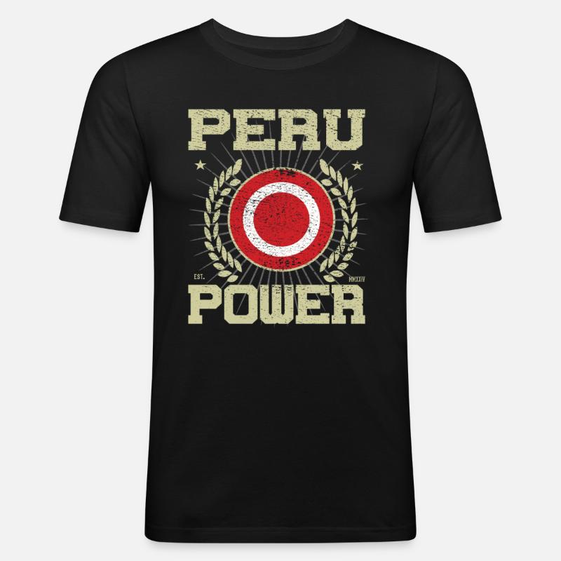 Cooles Peru Design - Männer Slim Fit T-Shirt - Schwarz