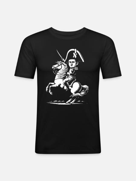 Sjovt Napoleon Bonaparte Design med hest og S - Herre Slim Fit T-Shirt - sort