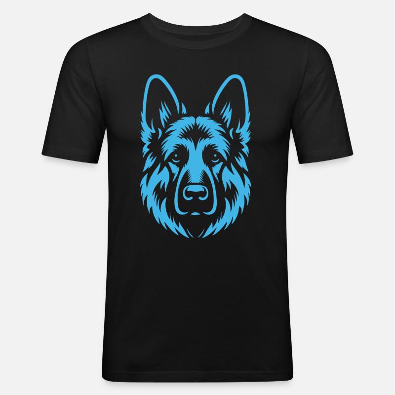 Schlichtes Blauer Schäferhund Design - Männer Slim Fit T-Shirt - Schwarz
