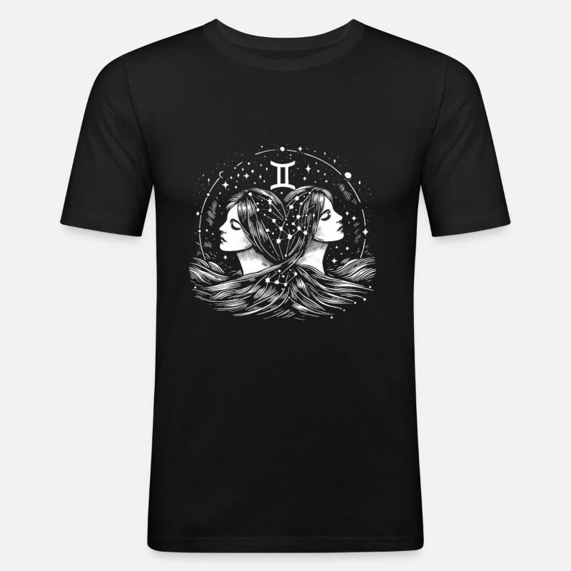 Sternzeichen Zwilling Design - Männer Slim Fit T-Shirt - Schwarz