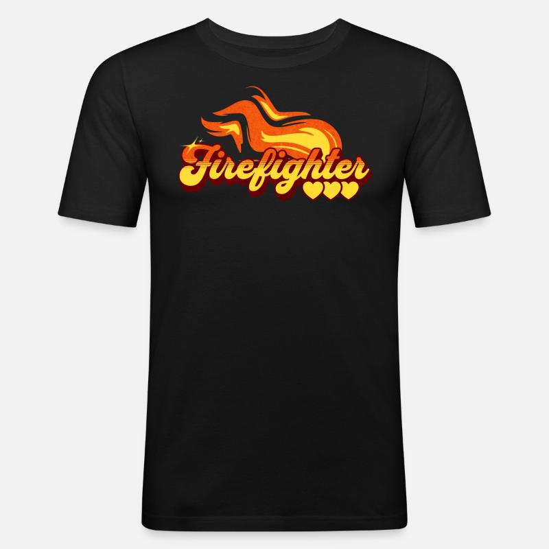 Firefighter Gift Flame Pattern - Men's Slim Fit T-Shirt - black