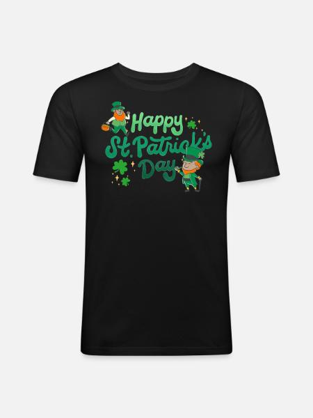 Bonne Saint-Patrick. La Saint-Patrick! - T-shirt près du corps Homme - noir