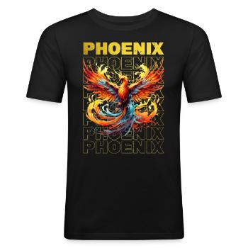 Phoenix Phoenix Fire Flames Mythologie des oiseaux - T-shirt près du corps Homme - noir - Devant - Nik (191cm)