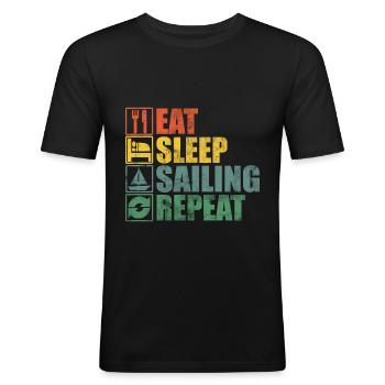 Segeln Segel Segler Segelsport - Männer Slim Fit T-Shirt - Schwarz - Vorne - Nik (191cm)