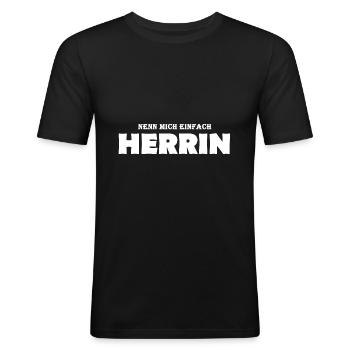 Nenn mich einfach Herrin - Männer Slim Fit T-Shirt - Schwarz - Vorne - Nik (191cm)