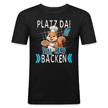 Make room! I gotta bake funny squirrel - Men's Slim Fit T-Shirt - black - Front - Nik (191cm)