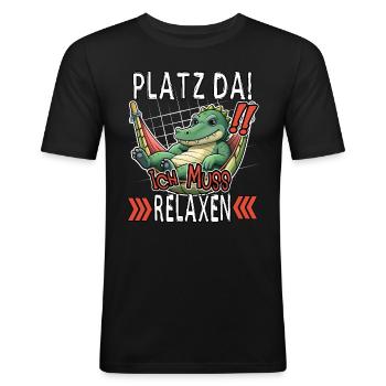 Make room! I need to relax funny crocodile - Men's Slim Fit T-Shirt - black - Front - Nik (191cm)