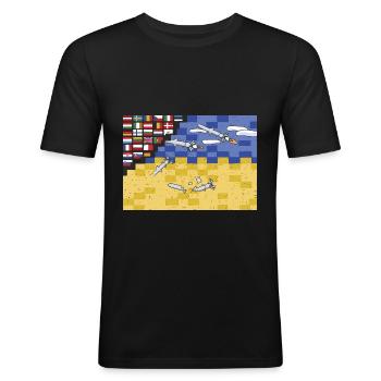 Ukrainian Flag Protecting Europe - Männer Slim Fit T-Shirt - Schwarz - Vorne - Nik (191cm)