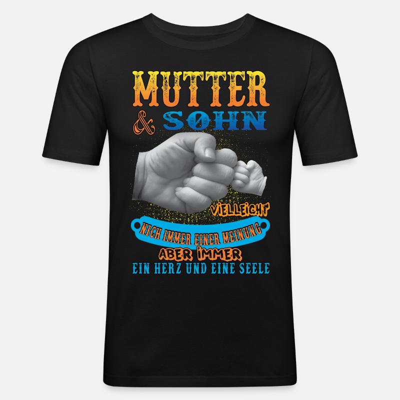 Mutter und sohn - Männer Slim Fit T-Shirt - Schwarz