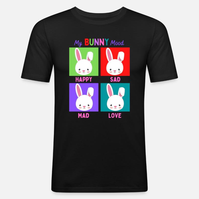 My Rabbit Mood - Männer Slim Fit T-Shirt - Schwarz