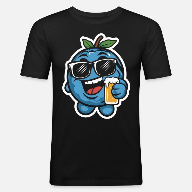 Blaubeer Bier - Männer Slim Fit T-Shirt - Schwarz