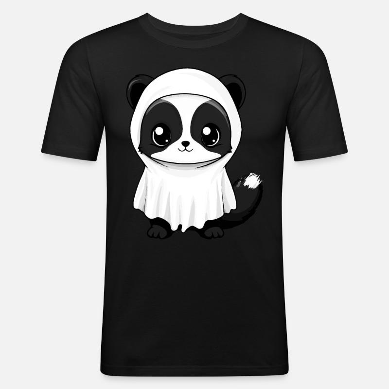 Stinktier Halloween Comic Geist - Männer Slim Fit T-Shirt - Schwarz