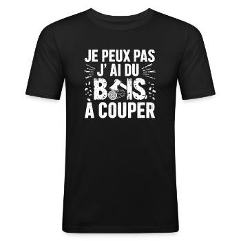 I CAN'T, I HAVE WOOD TO CUT - Men's Slim Fit T-Shirt - black - Front - Nik (191cm)
