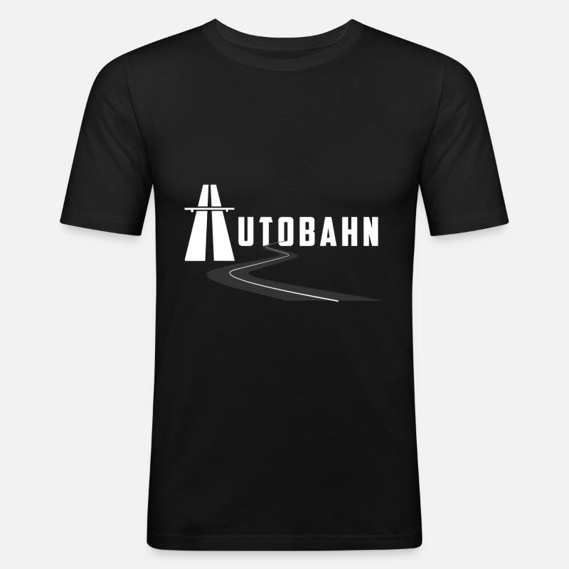 Autobahn mit Straße - Männer Slim Fit T-Shirt - Schwarz