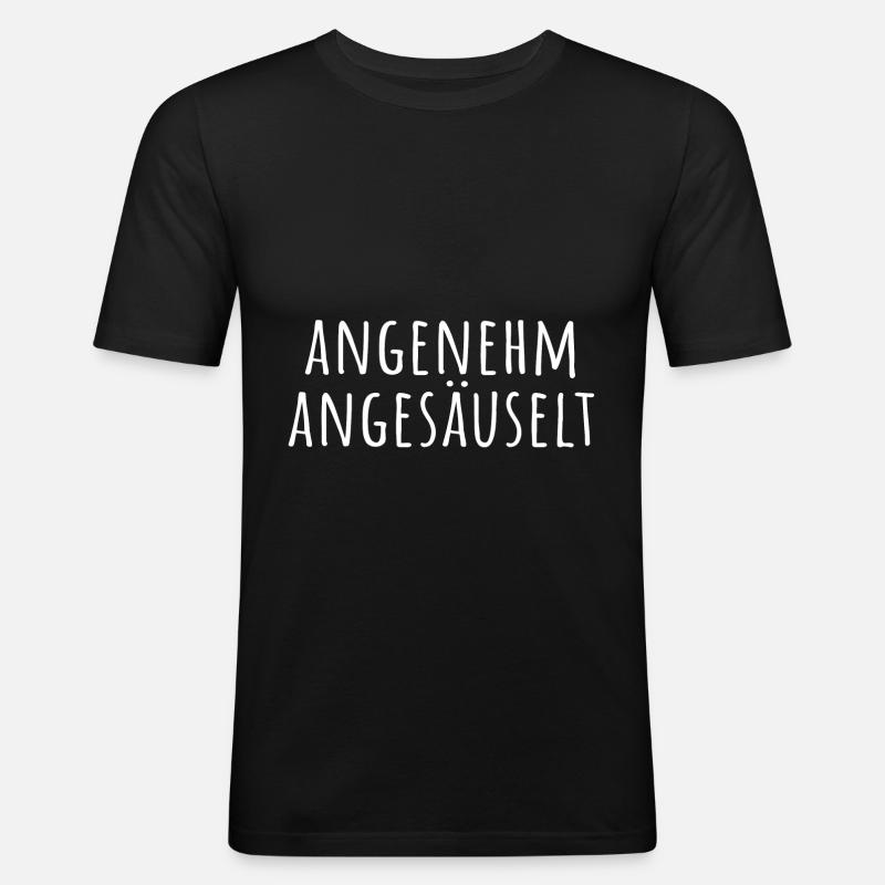 angenehm angesäuselt - Männer Slim Fit T-Shirt - Schwarz