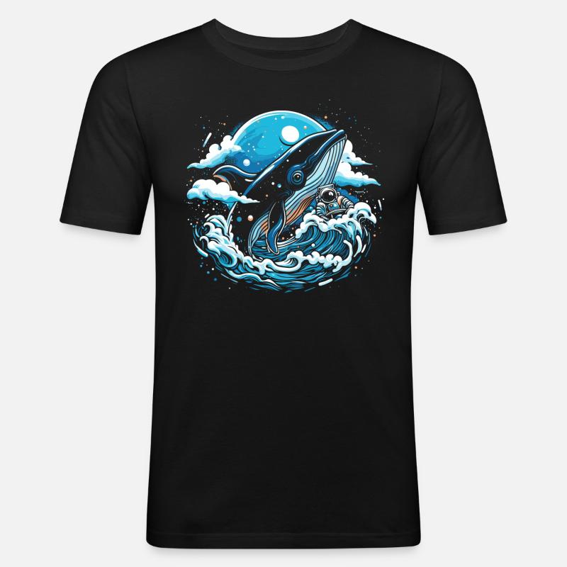 Imagination de baleine de l’espace - T-shirt près du corps Homme - noir