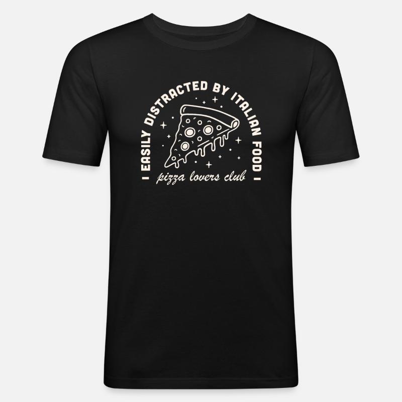 Humorvolle Pizza - Männer Slim Fit T-Shirt - Schwarz