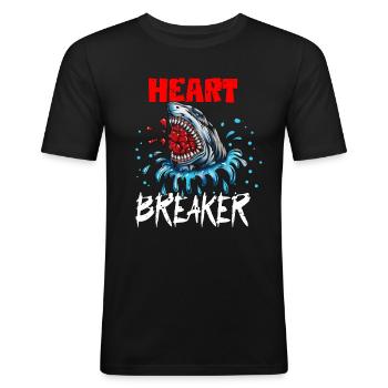 Shark Fish Valentine’s Day Heartbreaker Heartbreaker - T-shirt près du corps Homme - noir - Devant - Nik (191cm)