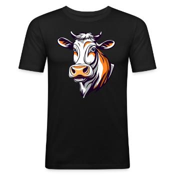 Vache mignonne - T-shirt près du corps Homme - noir - Devant - Nik (191cm)