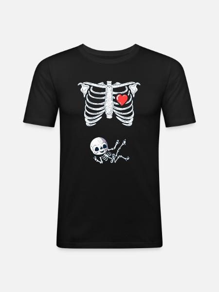 Funny Pregnancy Halloween Baby Mom Skeleton - Men's Slim Fit T-Shirt - black