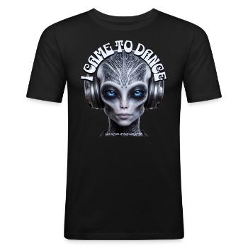 I CAME TO DANCE - Cool Humanoid with Headphones! - Men's Slim Fit T-Shirt - black - Front - Nik (191cm)