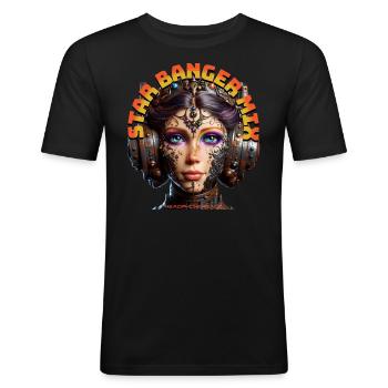 STAR BANGER MIX - Cool Princess with Headphones! - Men's Slim Fit T-Shirt - black - Front - Nik (191cm)