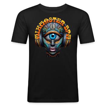 MIXMASTER BPM - Cool Cyclops with Headphones! - Men's Slim Fit T-Shirt - black - Front - Nik (191cm)