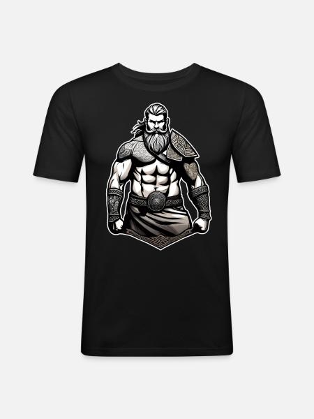 Stolzer Wikinger Krieger Germane - Männer Slim Fit T-Shirt - Schwarz
