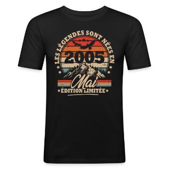 Cadeau D'anniversaire Nées En Mai 2005 - T-shirt près du corps Homme - noir - Devant - Nik (191cm)