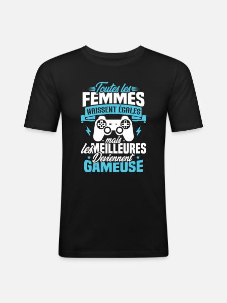Les meilleures femmes deviennent gameuse - T-shirt près du corps Homme - noir