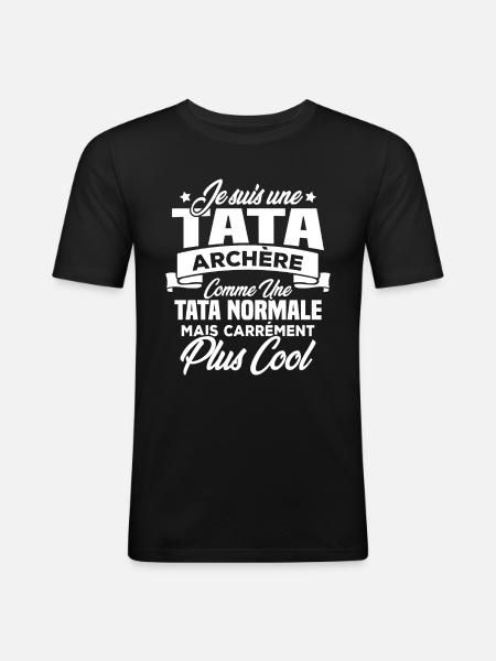 Je suis une tata archère - T-shirt près du corps Homme - noir