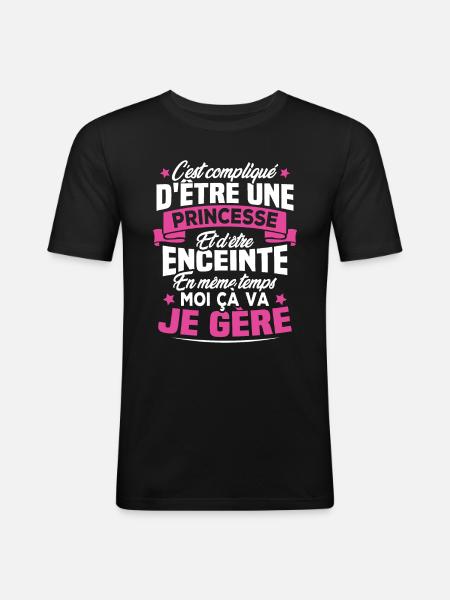 Une Princesse et Enceinte - T-shirt près du corps Homme - noir