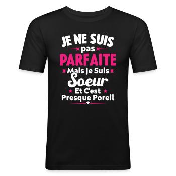 je suis Soeur - T-shirt près du corps Homme - noir - Devant - Nik (191cm)