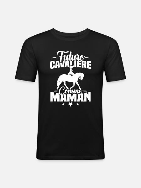 Future cavalière comme maman - T-shirt près du corps Homme - noir