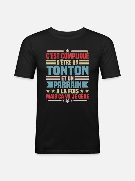 Tonton et Parrain - T-shirt près du corps Homme - noir