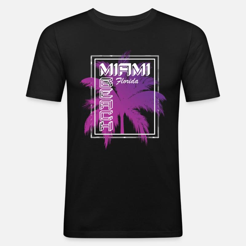 Miami Beach Florida - Männer Slim Fit T-Shirt - Schwarz
