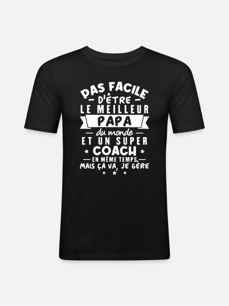 Papa et Coach - T-shirt près du corps Homme - noir