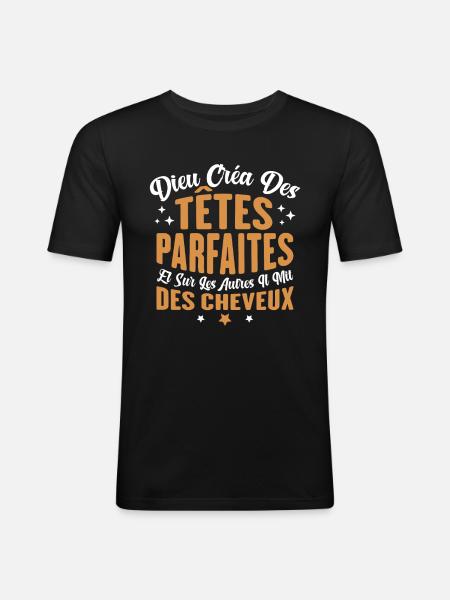 Dieu créa des têtes parfaites - T-shirt près du corps Homme - noir