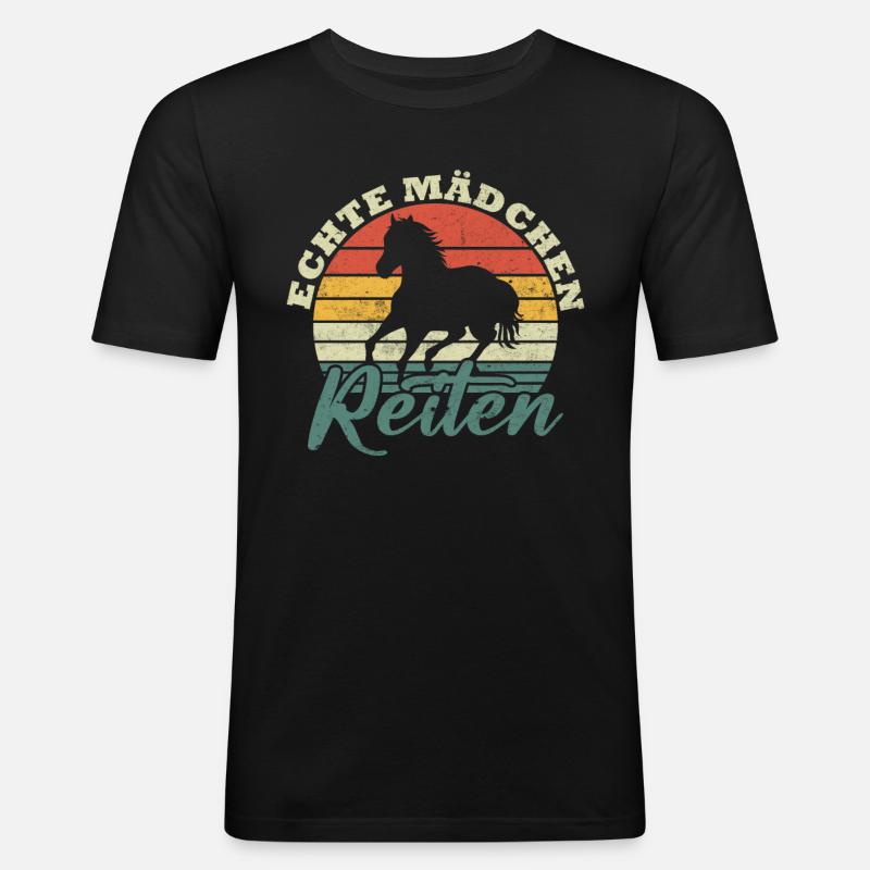 Echte mädchen reiten - Männer Slim Fit T-Shirt - Schwarz