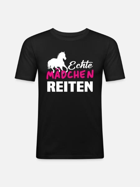 Echte mädchen reiten - Männer Slim Fit T-Shirt - Schwarz