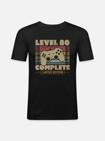 Level 80 completed - Men's Slim Fit T-Shirt - black