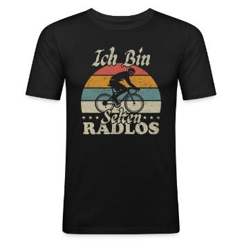 Ich Bin Selten Radlos Fahrrad Fahrradfahrer Männer - Männer Slim Fit T-Shirt - Schwarz - Vorne - Nik (191cm)