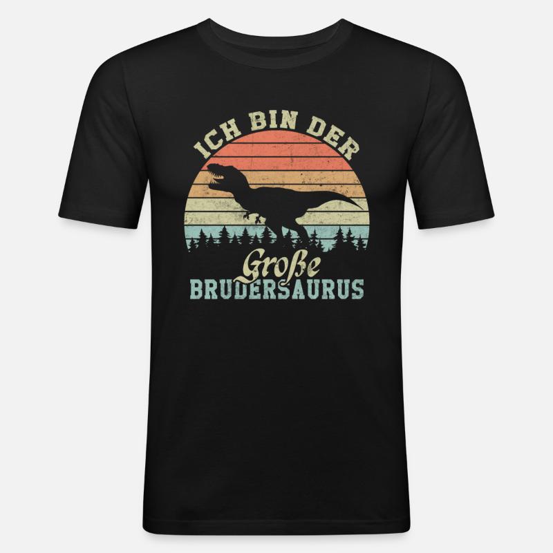 Ich bin der große Brudersaurus - Männer Slim Fit T-Shirt - Schwarz