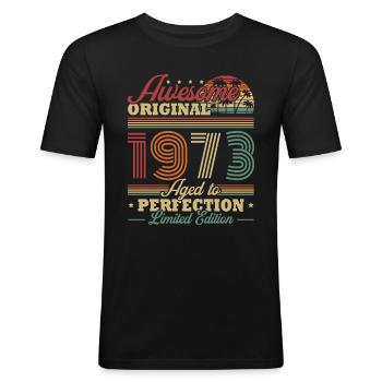 Vintage retro jubilæumsgave født i 1973 - Herre Slim Fit T-Shirt - sort - Foran - Nik (191cm)