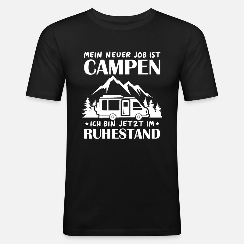 Renter Camping Geschenk - Männer Slim Fit T-Shirt - Schwarz