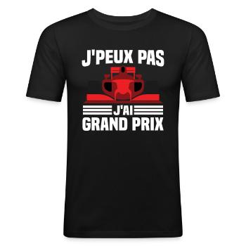 Je peux pas j ai grand prix - T-shirt près du corps Homme - noir - Devant - Nik (191cm)