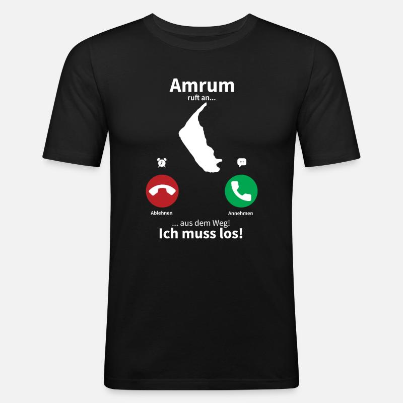 Amrum ruft an... - Männer Slim Fit T-Shirt - Schwarz