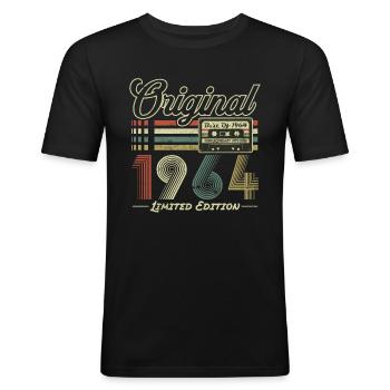 Originele 1964 Vintage Vintage Retro verjaardag - Mannen slim fit T-shirt - zwart - Voor - Nik (191cm)