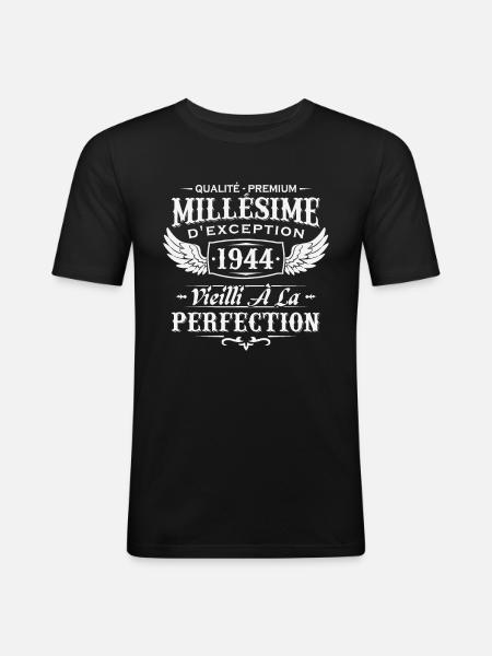 Millésime 1944 - T-shirt près du corps Homme - noir